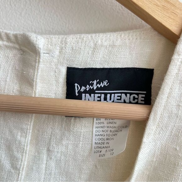 Positive Attitude Womens 100% Long Dress White Sz 2 Side Slits Sleeveless Boho - Picture 7 of 10